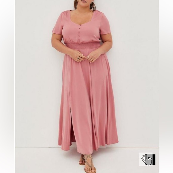 Torrid dusty rose long flowy dress with double front side slits - Picture 1 of 10